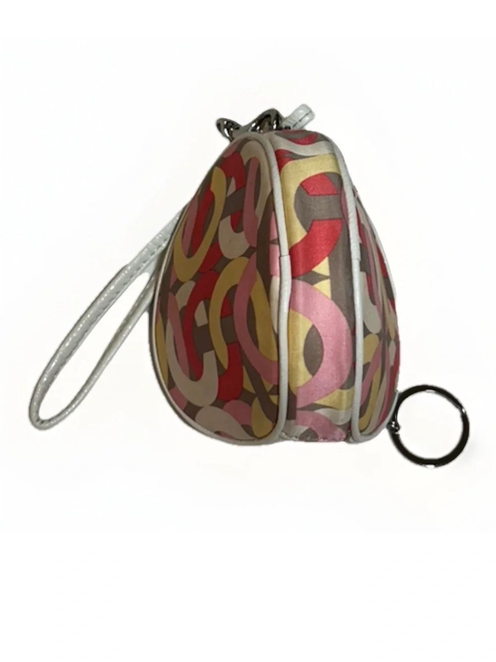 Coach Round Wristlet Coin Case Multicolor Op-Art Chain Print *Vintage* 2004